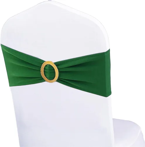 Miniatura 15 de Paquete de 50 bandas elásticas para sillas de bebé azul para boda, bandas elásticas de licra con hebilla deslizante, arcos de sillas de spandex
