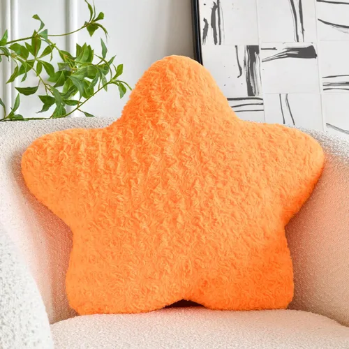 Miniatura 11 de Almohada de estrellas, almohada de felpa en forma de estrella de 14.9 pulgadas para sofá y cama, bonitas almohadas decorativas con piel sintética