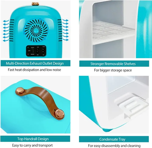 Miniatura 8 de Caynel - Minirrefrigerador termoeléctrico portátil (4 L/6 latas), CA/CC, enfriador y calentador para cosméticos, alimentos, bebidas y maquillaje