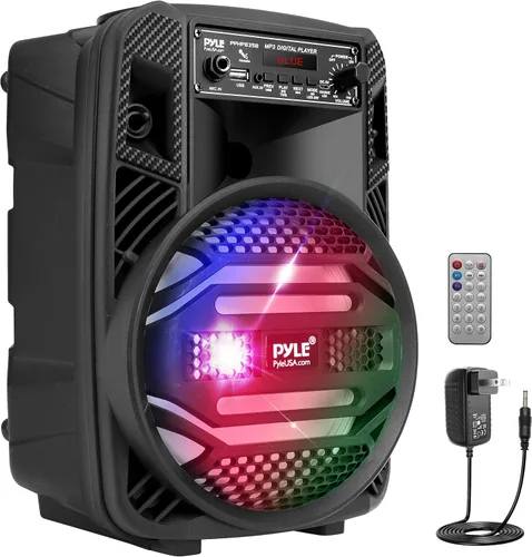 Pyle Sistema de altavoces PA Bluetooth portátil - Altavoz Bluetooth recargable de 300 W para exteriores, sistema PA portátil con subwoofer de 8