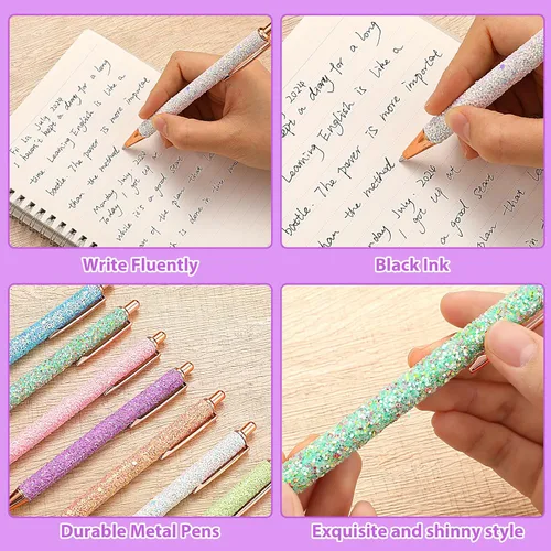 Miniatura 3 de BESARME 12 bolígrafos elegantes para mujeres, regalos del primer día de la madre, bolígrafos con purpurina para niñas, bolígrafo de diamantes