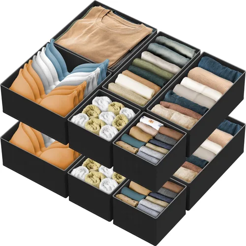 Miniatura 18 de Simple Houseware Organizador de Cajón de Ropa Interior para Lencería/Ropa Interior/Sostén/Bragas/Calcetines/Mameluco, Juego de 6, Gris Oscuro