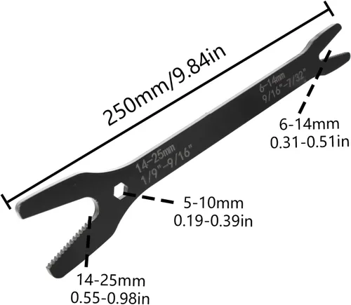 Miniatura 2 de Larcele Llave inglesa ajustable de doble extremo de 0.236-0.984 in, herramienta multifuncional para montar al aire libre o mantenimiento del Negro