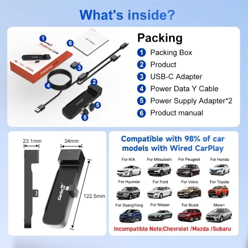 Miniatura 9 de Carlinkit Car TV Mate solo para automóviles con función CarPlay con cable de fábrica, compatible con Fire TV Sticks, transmisión sin problemas,