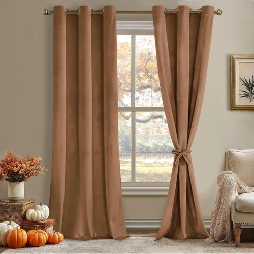 Miniatura 75 de JIUZHEN - Cortinas de terciopelo gris de 63 pulgadas opacas para sala de estar - Cortinas gruesas de terciopelo con ojales para ventana