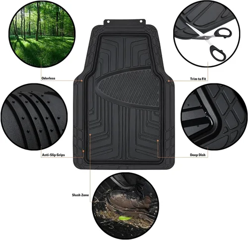 Miniatura 7 de Amazon Basics - 4 alfombrillas de goma de alta calidad para automóviles, vehículos todoterreno y camiones, protección contra todo tipo de clima