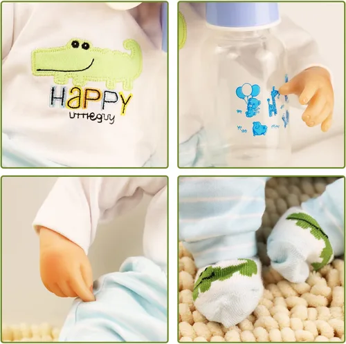 Miniatura 6 de Muñecas Reborn Realistas Niño, 40 cm Muñecas de bebé de vinilo de silicona realistas Muñecas de bebé realistas Juguetes con aspecto real con cuerpo