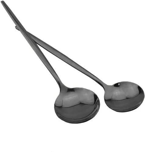 Miniatura 5 de JASHII - Juego de cubiertos negros brillantes de 30 piezas de acero inoxidable con acabado satinado, juego de utensilios de cocina, pulido espejo