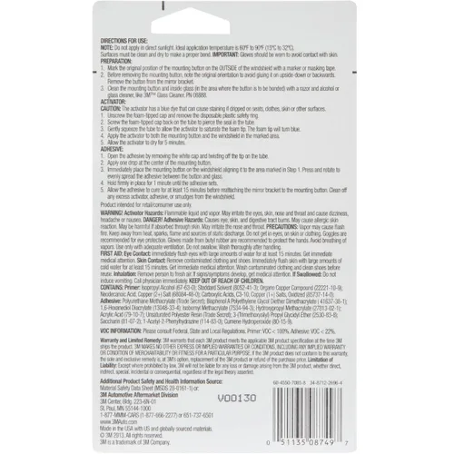 Miniatura 4 de 3MAdhesivo de espejo retrovisor de alta enlace, 08749, 0.02 fl oz