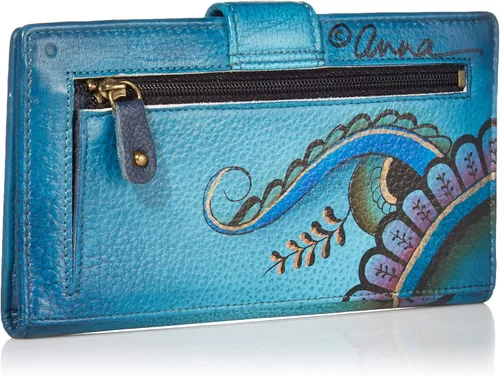 Miniatura 2 de Anna by Anuschka Cartera de dos pliegues de piel auténtica pintada a mano para mujer