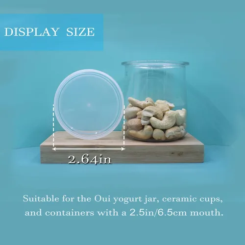 Miniatura 5 de Tapas para tarros de yogur para Oui – Paquete de 12 tapas para Oui, tapas de contenedores de yogur de plástico transparente 12+1