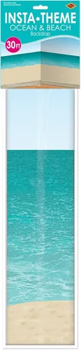 Miniatura 4 de Fondo de playa, océano y cielo azul de 30', Paquete de 1, azul, (Blue/Sand)