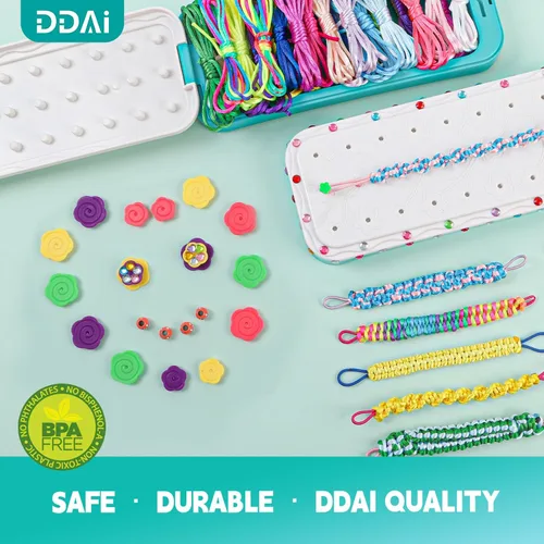 Miniatura 9 de DDAI Kit de pulsera brillante para niñas de 7 a 12 años, juego de manualidades brillantes de amistad con gemas, hilos y calcomanías, regalo de Menta