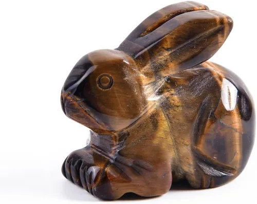 Miniatura 7 de YGLINE Figura de conejo de cristal de piedra preciosa animal talla (obsidiana)