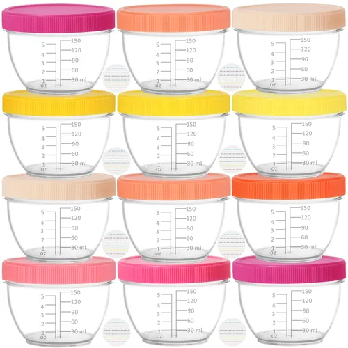 Youngever 18 juegos de almacenamiento de alimentos para bebés, recipientes de alimentos para bebés de 6 onzas con tapas, 9 colores rosa brillante,