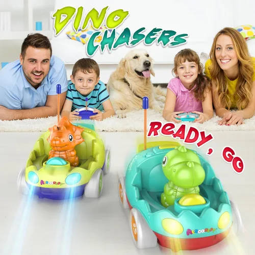 Miniatura 2 de AEROQUEST Coche de Control Remoto para Niños Pequeños Juguetes para Niños de 18+ Meses Coches RC con Luces LED y Música Juguetes de Dinosaurio