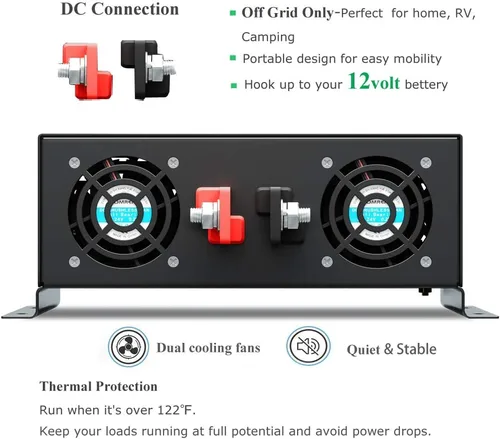 Miniatura 4 de WZRELB confiable 3000 W alta eficiencia pura onda sinusoidal inversor de energía solar 12 V 120 60 Hz convertidor de potencia pantalla LED