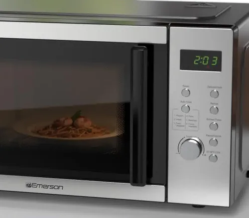Miniatura 7 de Emerson MW9005SS Horno microondas compacto de encimera con control de botón, pantalla LED, 900W, 5 niveles de potencia, 6 menús automáticos, plato