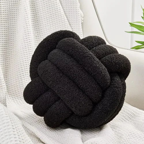 Uvvyui - Almohada de nudo en forma de bola, almohadas decorativas suaves para el hogar, cojín redondo de arrojo, almohada de felpa anudada hecha a