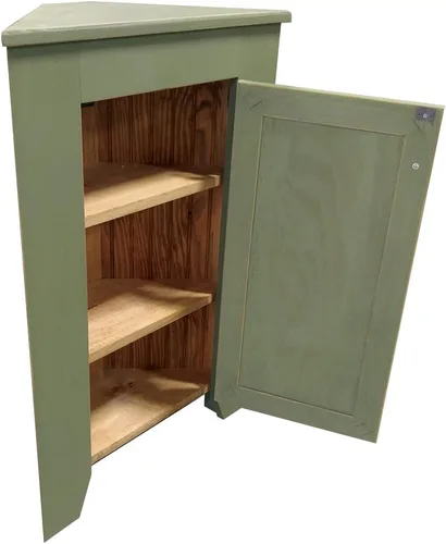Miniatura 2 de Armario de esquina de madera maciza con puerta (salvia vieja)