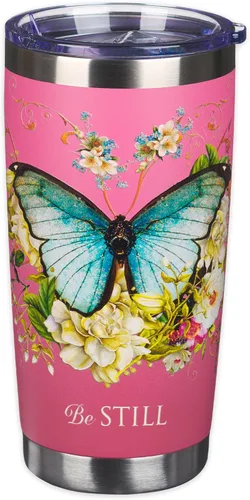 Miniatura 10 de Christian Art Gifts - Vaso de viaje de acero inoxidable de 18 oz con doble pared aislante al vacío con versículo bíblico, gris, con tapa retráctil