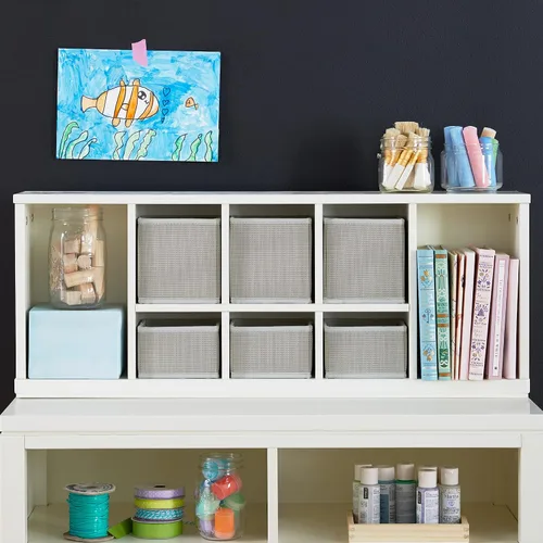 Martha Stewart Crafting - Organizador de cubos para niños, color blanco cremoso: almacenamiento de arte de mesa de madera con contenedores