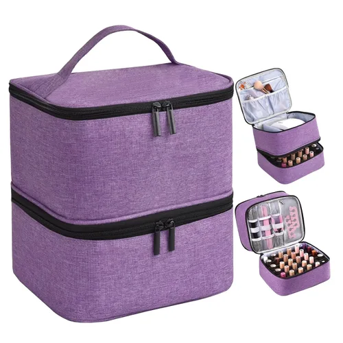 Miniatura 9 de Organizador de esmalte de uñas, almacenamiento de esmalte de uñas con capacidad para 30 botellas y lámpara de uñas, funda organizadora de bolsa