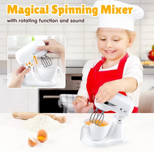 Miniatura 6 de Juegos de Cocina de Juguete para Niños, Accesorios de Cocina de Juguete para Niños de 4-8 y 3-5 Años, Juguetes de Electrodomésticos de Cocina, Blanco