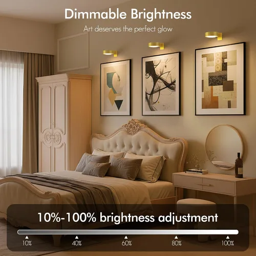 Miniatura 3 de Paquete de 3 luces para cuadros de pared, luz LED para pintura operada por batería recargable con control remoto regulable y temporizador, 3 modos