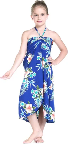 Miniatura 9 de Vestido halter hawaiano para niña en rojo hibisco