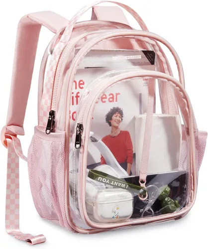 Miniatura 8 de LIGHT FLIGHT Mochila transparente resistente y transparente, juego de mochila transparente, mochilas duraderas para universidad, seguridad, L-negro