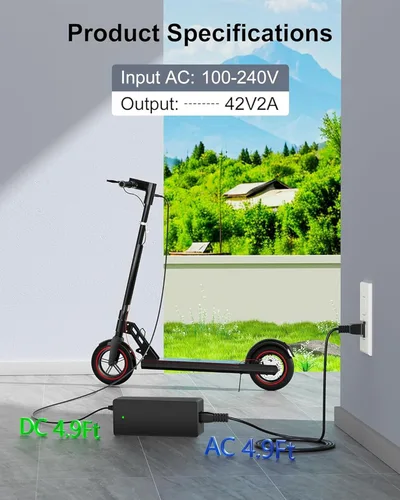 Miniatura 3 de WUKUR Cargador de 42V 2A para scooters eléctricos Gotrax compatible con GoTrax GXL V2, G2, G3, G4, Apex, Glider, XR Elite, XR Ultra, adaptador