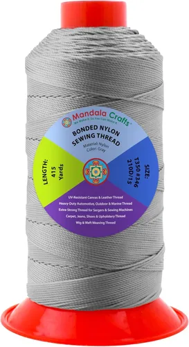 Miniatura 318 de Mandala Crafts - Hilo de nailon para coser cuero, tapicería, mezclilla y para trenzar el pelo; resistente, 1500 yardas, tamaño 69 T70 Marrón