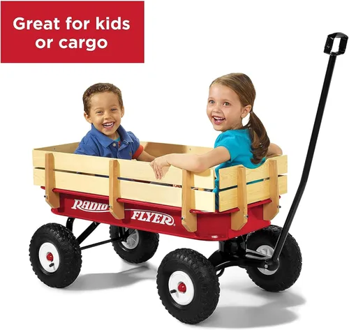 Miniatura 3 de Radio Flyer Kids Wagon, Rolling Cart, Beach Cart, Carts with Wheels, Outside Toys for Toddlers 1-3, All-Terrain Steel & Wood Wagon for Kids, for