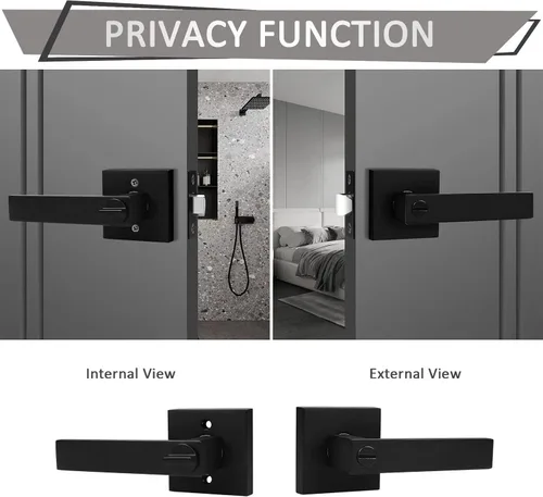 Miniatura 4 de Probrico - Juego de 10 manijas de puerta de privacidad, manijas de puerta de color negro mate resistentes, sin llave, juego de perillas de puerta