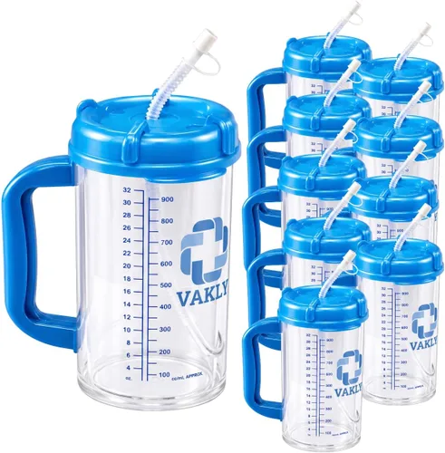 Miniatura 11 de Vakly - Jarra hospitalaria con aislamiento de doble pared y seguimiento de agua - Termo de 32 oz de capacidad para agua fría y caliente recargable