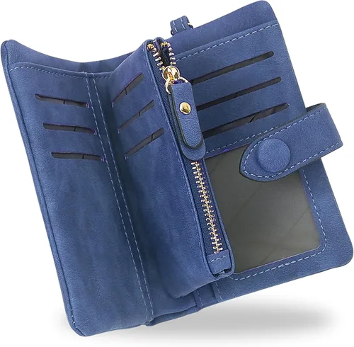 Miniatura 11 de CONISY Billeteras pequeñas de pulsera para mujer, billetera de cuero plegable RFID con ventana de identificación y cremallera Small, Bifold, RFID