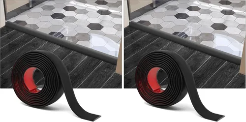 Miniatura 17 de Art3d Tira autoadhesiva de vinilo de 4 pies para transición de piso, tira laminada divisora plana para unir huecos, transición de umbral de Marrón