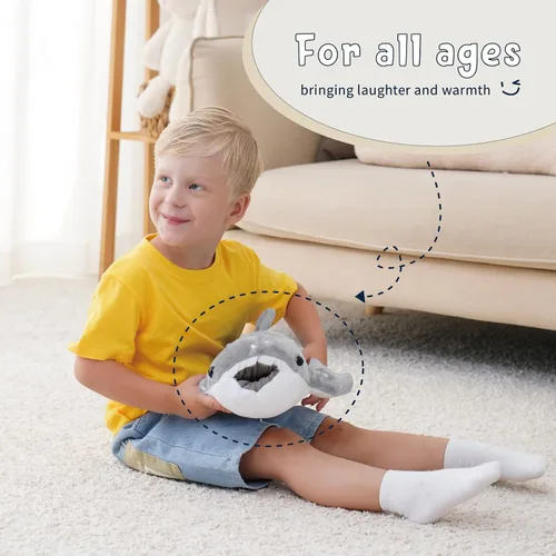 Miniatura 5 de Peluche de Tiburón Ballena Gris – Tiburón Ballena de Peluche Tierno de 19.5 Pulgadas, Peluche Almohada de Tiburón para Niños y Adultos, Regalo