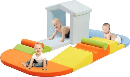 Miniatura 8 de Elftopia Juego de 10 bloques de espuma para escalar con rampa y escaleras para niños pequeños, juego de gimnasio de espuma suave, juguetes