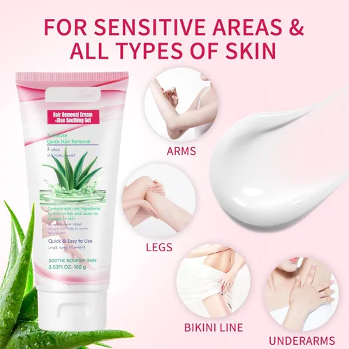 Miniatura 4 de Crema depilatoria para mujeres, crema depilatoria de aloe vera para áreas íntimas y áreas púbicas, depilación para cuerpo, piernas, brazos, axilas