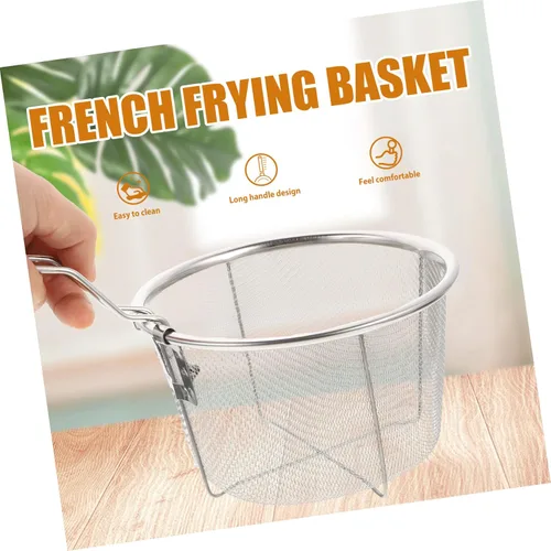 Miniatura 8 de UPKOCH Cesta de alambre extra grande para freír olla de acero inoxidable para freidora de aire