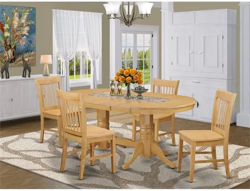 Miniatura 2 de East West Furniture VANO5-OAK-C - Juego de comedor de 5 piezas que incluye una mesa de comedor ovalada con hoja de mariposa y 4 sillas de cocina