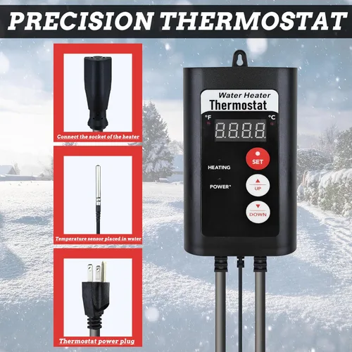 Miniatura 3 de Calentador de agua portátil de inmersión de titanio para bañera y piscina, 2000 W, 120 V, calentador de agua sumergible eléctrico con termosto
