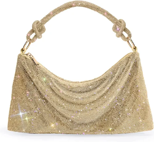 WLLWOO WLLWOO Bolsos de mano con diamantes de imitación para mujer, bolsos de noche elegantes, bolsos cruzados brillantes para fiesta, club, boda