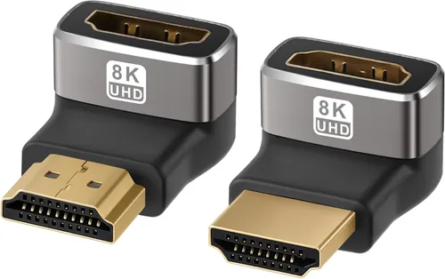 Miniatura 6 de Adaptador HDMI Plano de 8K de 90 Grados y 270 Grados Chapado en Oro Paquete de 2, Adaptador Plano Vertical HDMI Macho a Hembra en Ángulo Recto