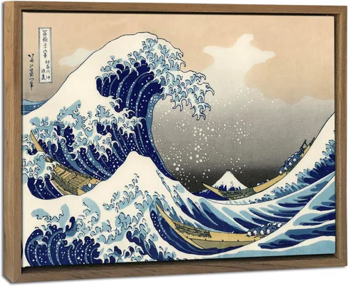 Wieco Art – Arte enmarcado La Gran Ola de Kanagawa de Katsushika Hokusai; impresiones Giclée en lienzo, arte de pared, pinturas abstractas de