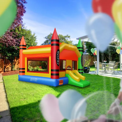 Miniatura 7 de Cloud 9 Crayon - Casa de rebote con soplador - Gorila inflable grande para niños con tobogán