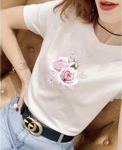 Miniatura 3 de 3 parches de flores para planchar para ropa, transferencia de mariposa, rosas rosas, flores, adhesivos para planchar para ropa, camisetas, jeans