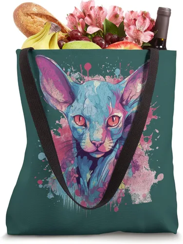 Miniatura 4 de Sphinx Cat Hairless cute kitten colorful animal lover retro bolso de mano